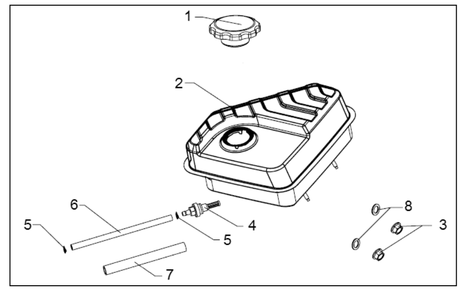 Fuel Tank Assembly Diagram and Parts List for P-WB-163150  Powermate Leaf Blower / Vacuum