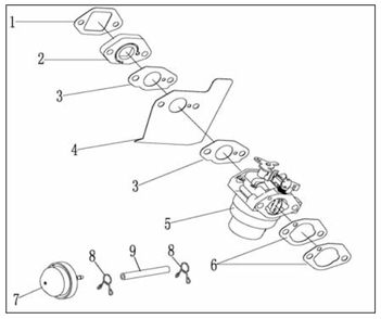 Carburetor Assembly Diagram and Parts List for P-WFT-16022  Powermate Hedge Trimmer