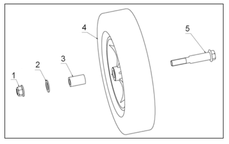 Fixed Rear Wheel Assembly Diagram and Parts List for P-WLE-1639  Powermate Edger