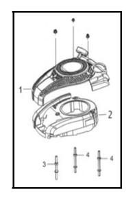 Engine Shroud & Recoil Diagram and Parts List for PFTT142  Powermate Tiller