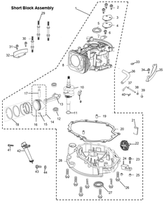 Short Block Assembly Diagram and Parts List for P-FTT-160MD-E  Powermate Tiller
