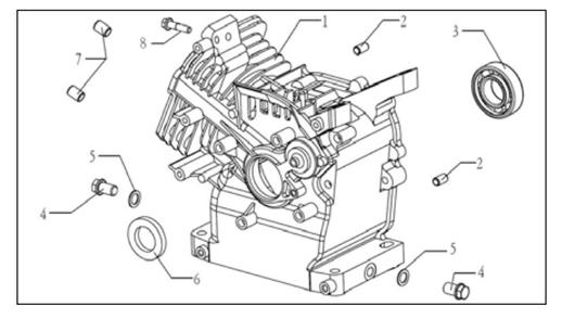 Crankcase Assembly Diagram and Parts List for P-WLE-1639  Powermate Edger