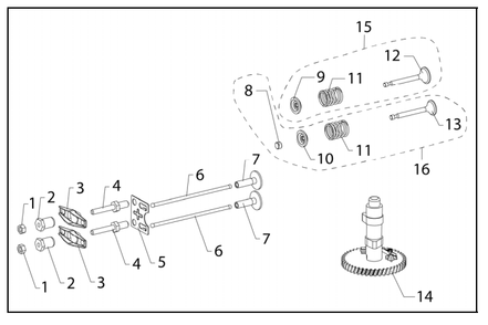 Camshaft Diagram and Parts List for PWFTA17322  Powermate Hedge Trimmer