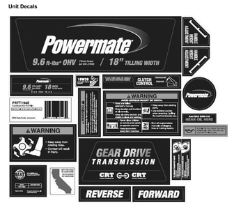 Section_6 Diagram and Parts List for PRTT196E1  Powermate Tiller
