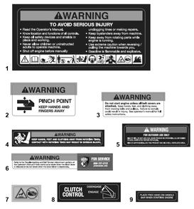 Warning And Safe Operation Labels Diagram and Parts List for P-FTT-160MD-E  Powermate Tiller