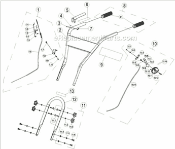 Page B Diagram and Parts List for P-FTT-160MD  Powermate Tiller