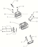 Cylinder Head Assembly Diagram and Parts List for P-WLE-1639-E  Powermate Edger