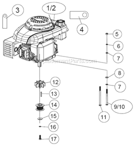 Part Location Diagram of A200664 Southland Spacer, Engine Mounting