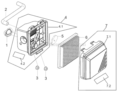 Air Cleaner Diagram and Parts List for PFTT150B  Powermate Tiller