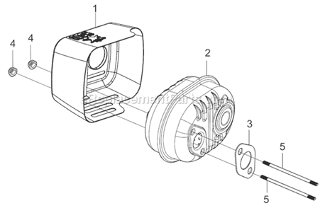 Muffler Diagram and Parts List for PFTT150B  Powermate Tiller