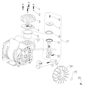 Part Location Diagram of 027-0051 Powermate Fan