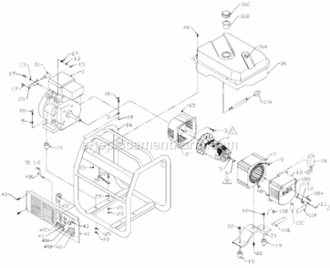 Part Location Diagram of 0065649SRV Powermate Assembly- Avr Board
