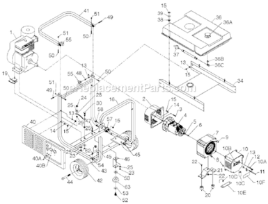 Part Location Diagram of 005046601 Powermate Endbell, Wired Complete