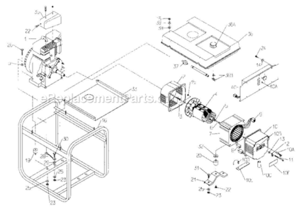 Part Location Diagram of 0055315 Powermate Stator, 5 Kw, 60  Hz.