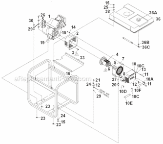 Part Location Diagram of 0057478 Powermate Endbell- Wired Complete