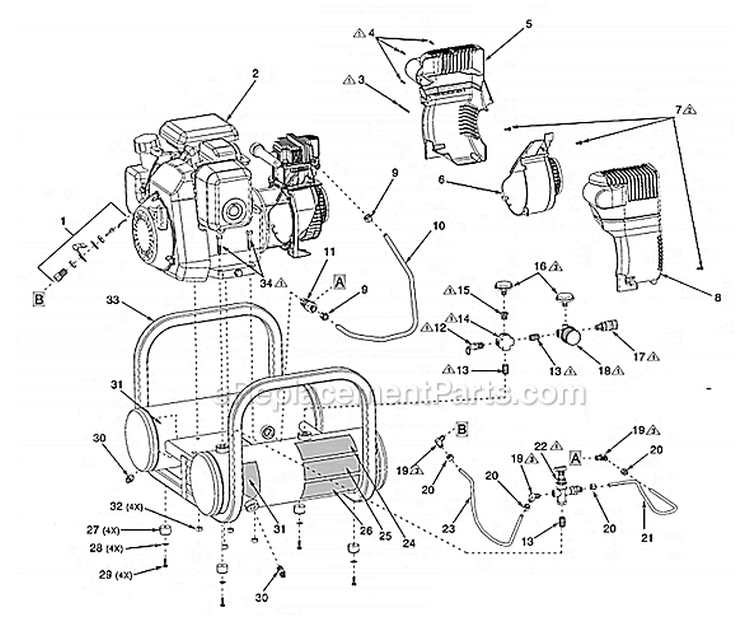 Page B Diagram and Parts List for T5090412  Powermate Compressor