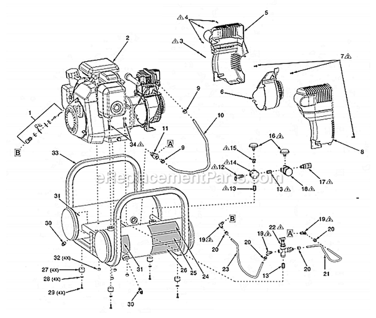 Page B Diagram and Parts List for TA5090412  Powermate Compressor