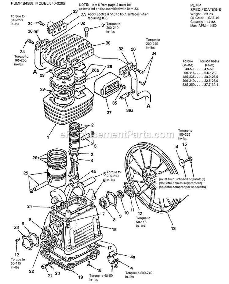 Page B Diagram and Parts List for V6548049  Powermate Compressor