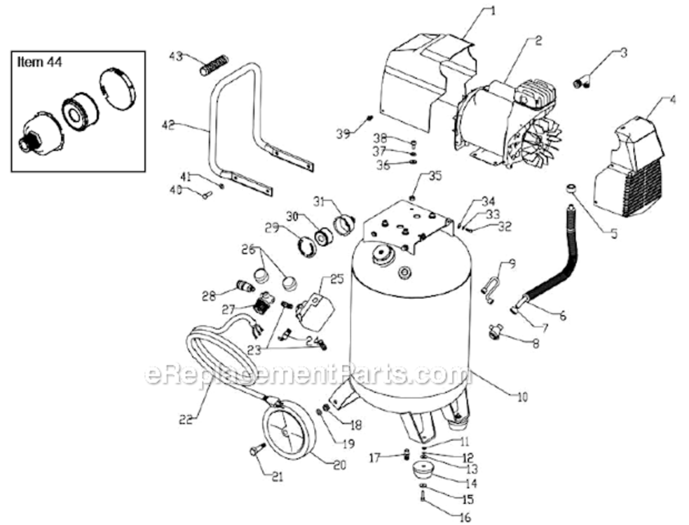Page A Diagram and Parts List for VLP1581019  Powermate Compressor