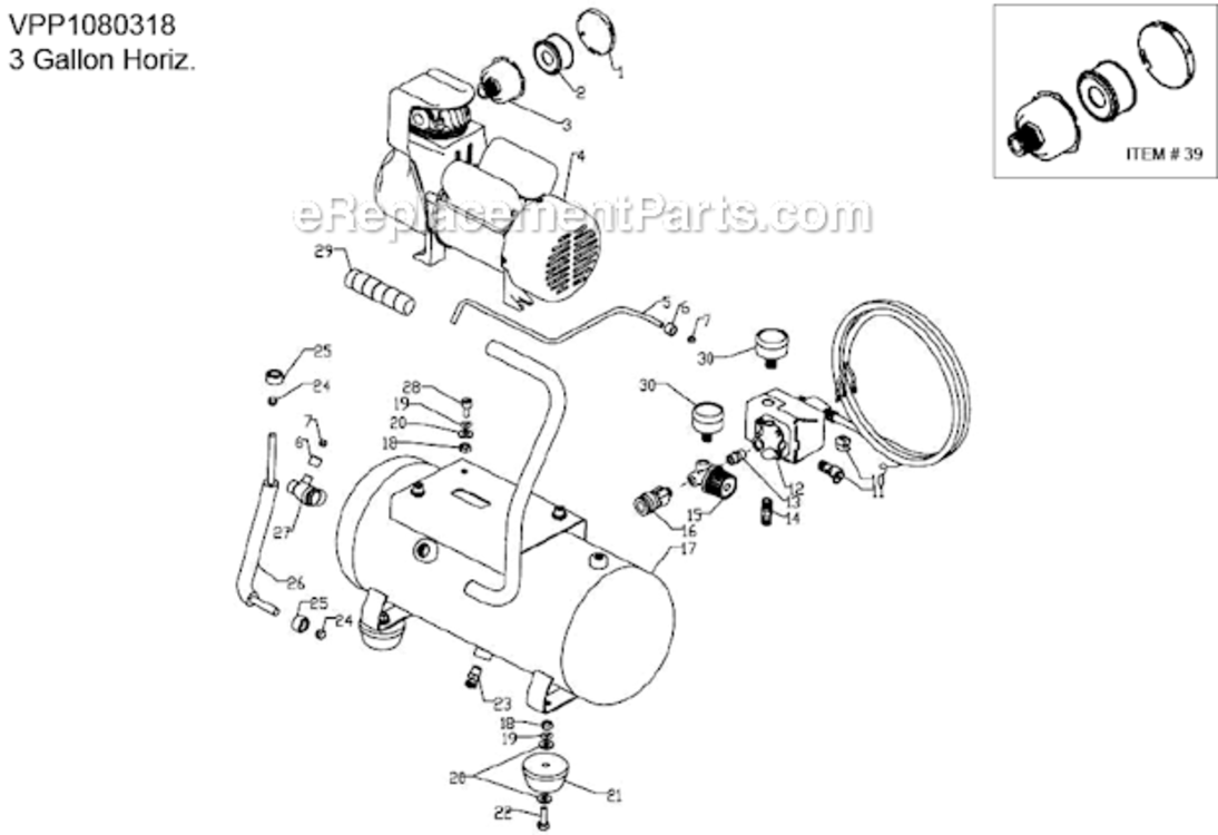 Page A Diagram and Parts List for VPP1080318  Powermate Compressor