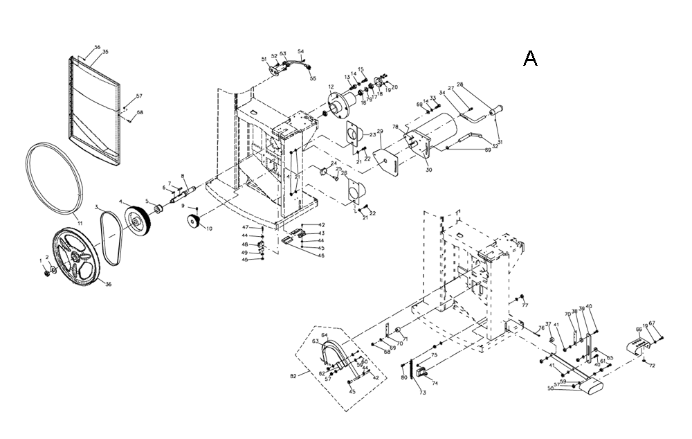 Fig-A Diagram and Parts List for 1791800  Powermatic Band Saw