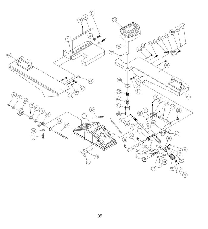 Section 3 Diagram and Parts List for 54A 2042374 Powermatic Planer Jointer