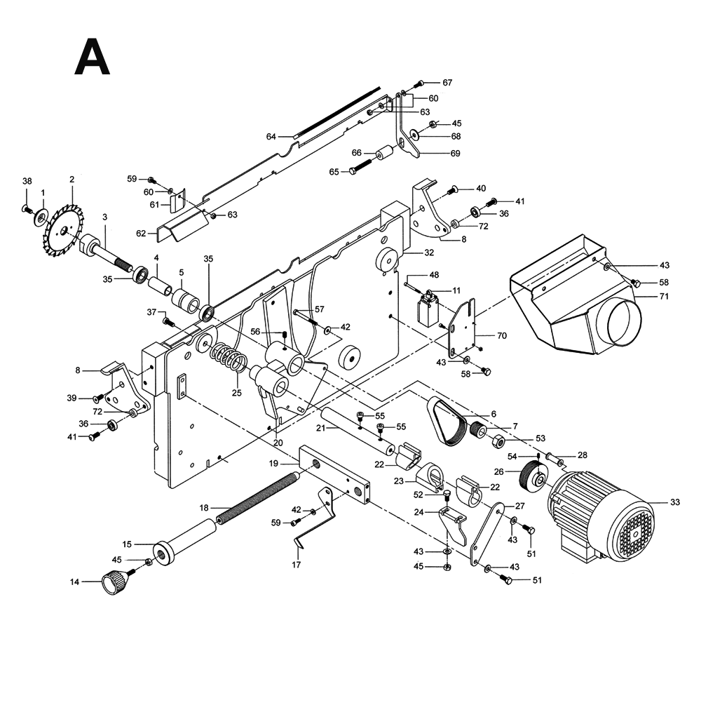 Fig-A Diagram and Parts List for 1791287  Powermatic Chop Saw