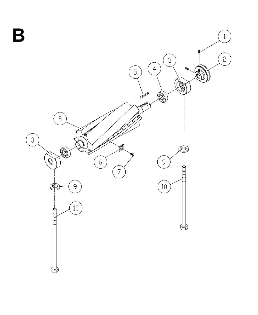 Fig-B Diagram and Parts List for 1610080  Powermatic Planer Jointer