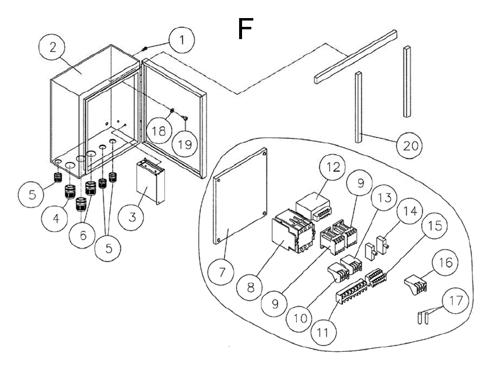 Fig-F Diagram and Parts List for 1791303  Powermatic Planer Jointer