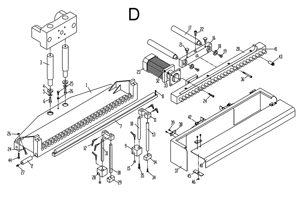 Fig-D Diagram and Parts List for 1791302  Powermatic Boring Machine