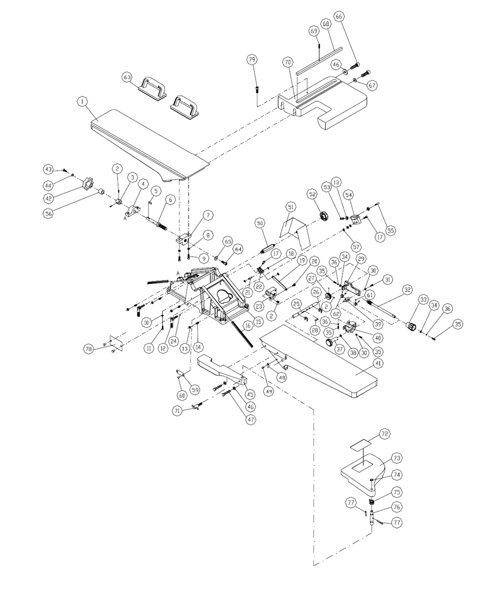Fig-0 Diagram and Parts List for 1610086K  Powermatic Planer Jointer