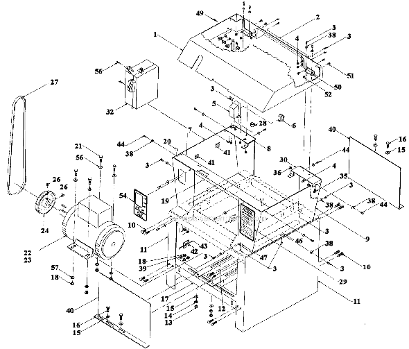 Page B Diagram and Parts List for 1120001 1996 Powermatic Planer Jointer