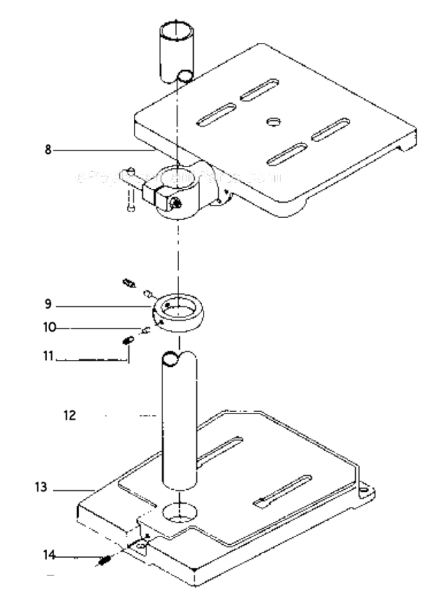Tilting_Table_Assembly Diagram and Parts List for 1150A  Powermatic Drill Press