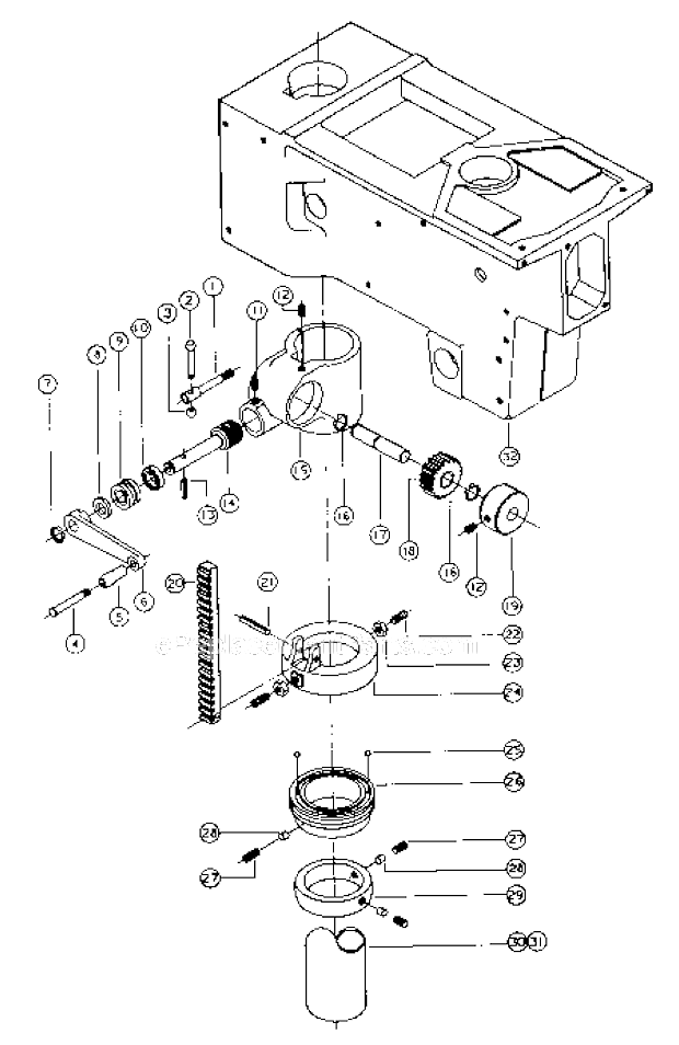 Head_Raising_Assembly Diagram and Parts List for 1150HD  Powermatic Drill Press