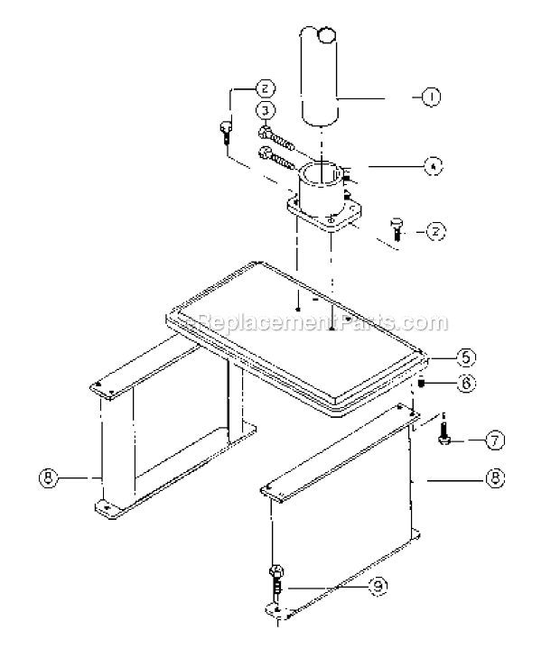 Spindle Table Legs  Column Mounting Bracket Assy Diagram and Parts List for 1200HD 20Inch. Powermatic Drill Press