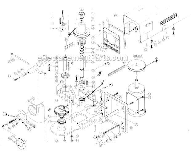 Variable Speed Assembly Diagram and Parts List for 1200 20Inch. Powermatic Drill Press