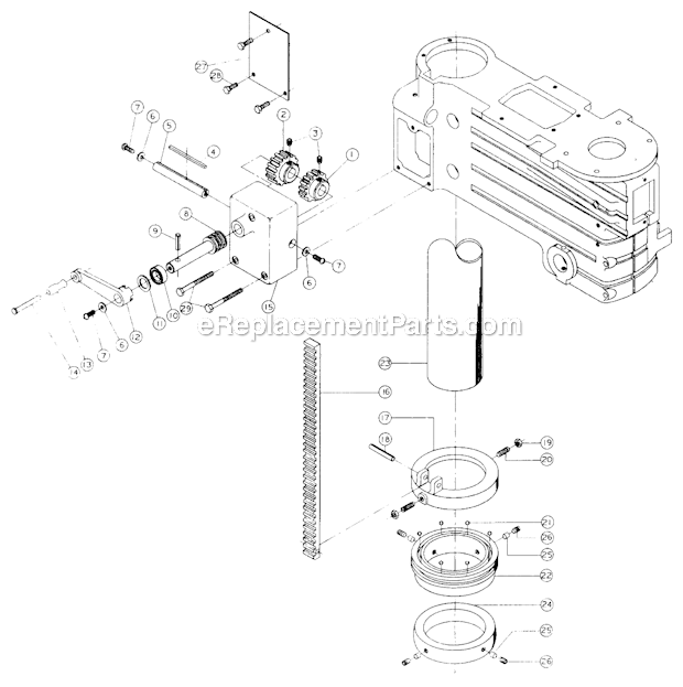 Head Raising Assembly Diagram and Parts List for 1200 20Inch. Powermatic Drill Press