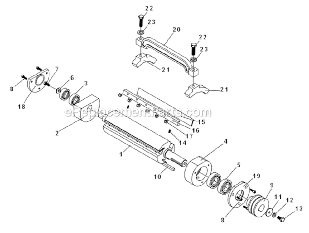 Straight_Cutterhead_Assembly Diagram and Parts List for 1285 1791307 Powermatic Planer Jointer
