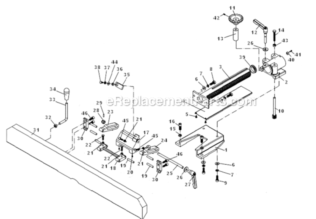 Fence_Assembly Diagram and Parts List for 1285 1791307 Powermatic Planer Jointer