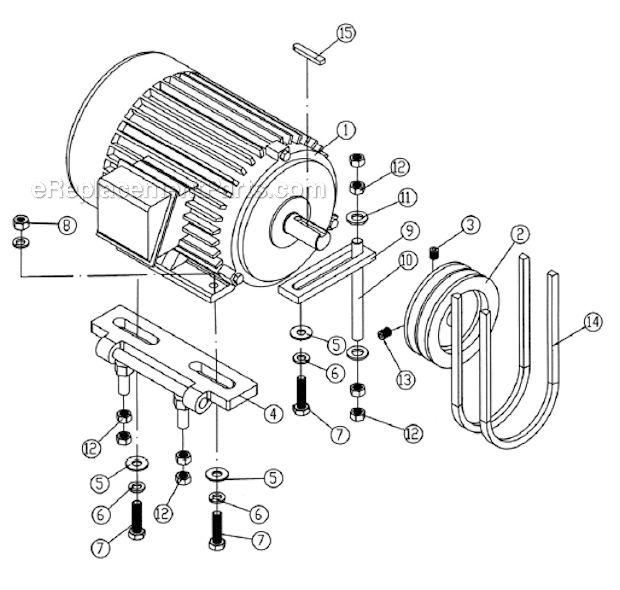 Motor Pulley Diagram and Parts List for 1285  Powermatic Planer Jointer