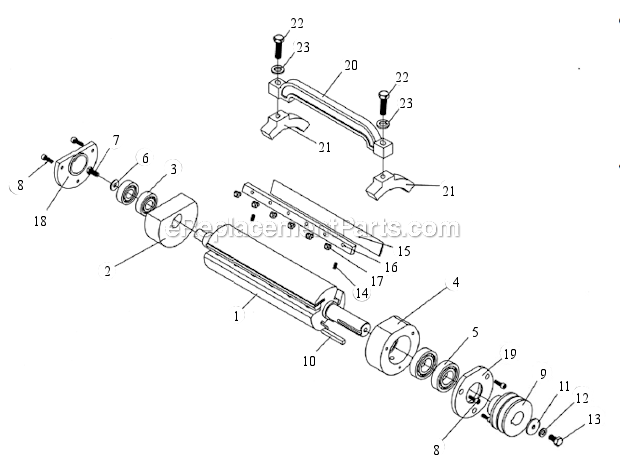 Straight Cutterhead Diagram and Parts List for 1285  Powermatic Planer Jointer