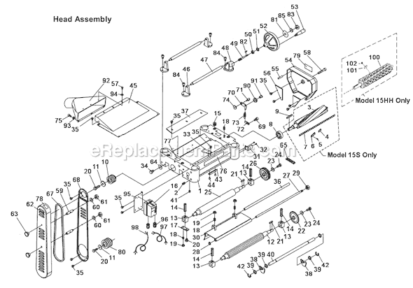 Page A Diagram and Parts List for 15S 1791210 Powermatic Planer Jointer