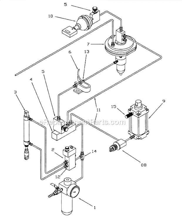 Air Control Assembly Diagram and Parts List for 1632 1791250 Powermatic Sander Polisher