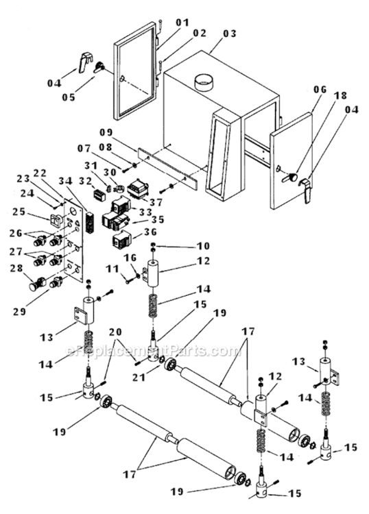 Electrical_Control_And_Upper_Adjustment_Roller Diagram and Parts List for 1632 1791251 Powermatic Sander Polisher