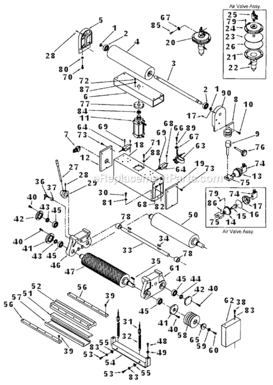 Sanding_Drum_Assembly Diagram and Parts List for 1632 1791251 Powermatic Sander Polisher