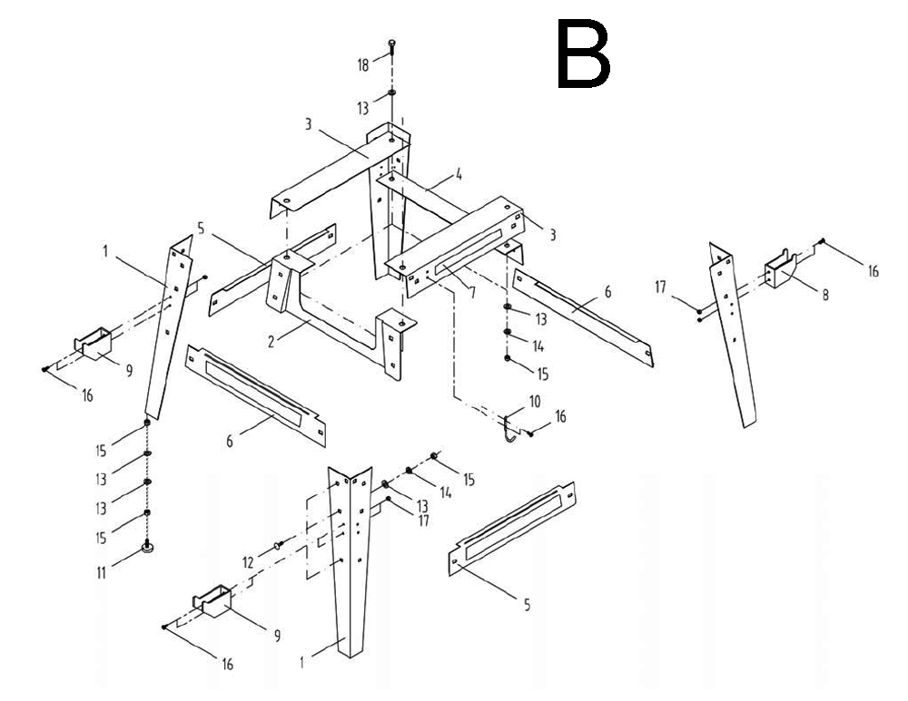 Fig-B Diagram and Parts List for 1791229K  Powermatic Table Saw