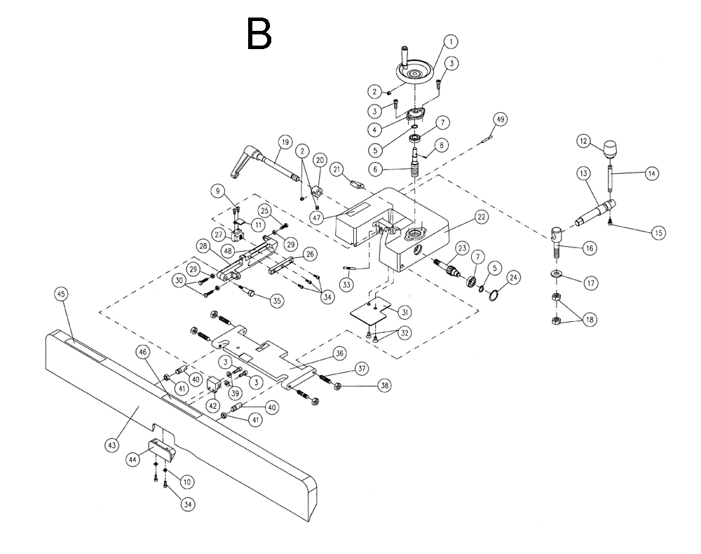 Fig-B Diagram and Parts List for 1610079  Powermatic Planer Jointer