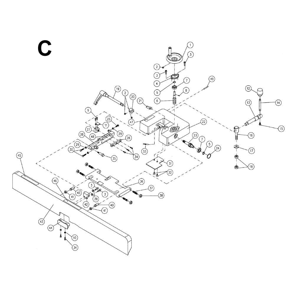 Fig-C Diagram and Parts List for 1610080  Powermatic Planer Jointer