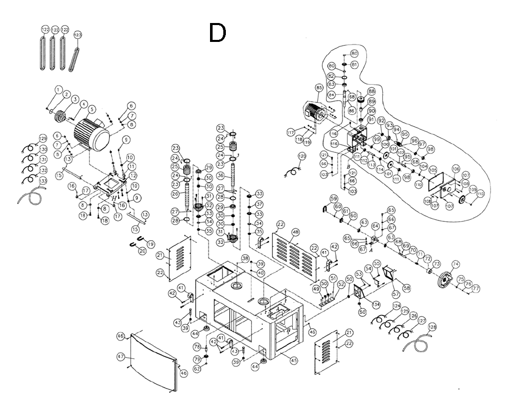 Fig-D Diagram and Parts List for 1791303  Powermatic Planer Jointer