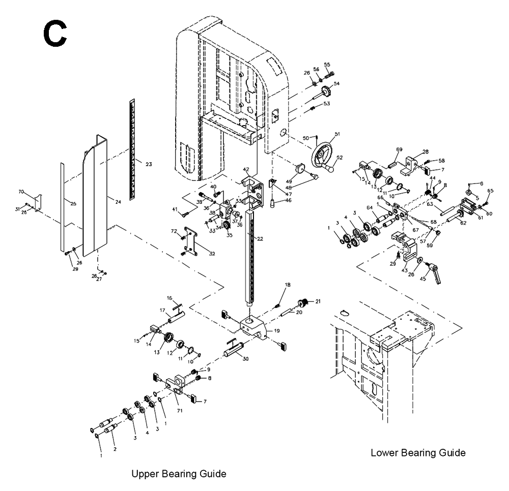 Fig-C Diagram and Parts List for 1791801  Powermatic Band Saw
